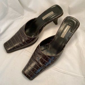 Dark Brown Leather Mules